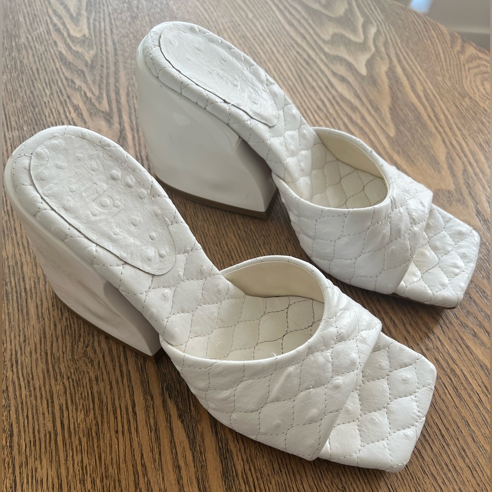 Tibi Kenji White Block Heels